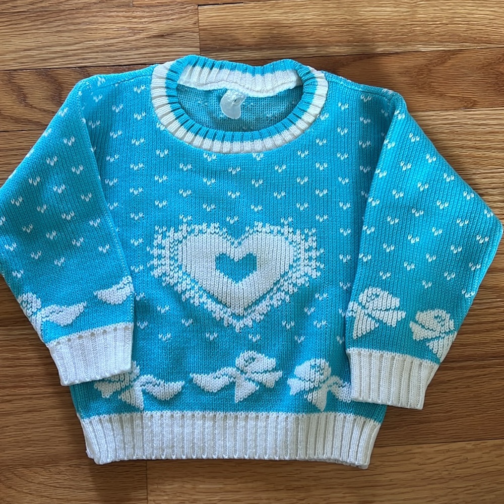 Blue Vintage Heart Sweater for Baby/Toddler